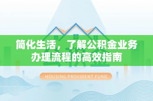 茶陵简化生活，了解公积金业务办理流程的高效指南