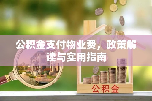 茶陵公积金支付物业费，政策解读与实用指南